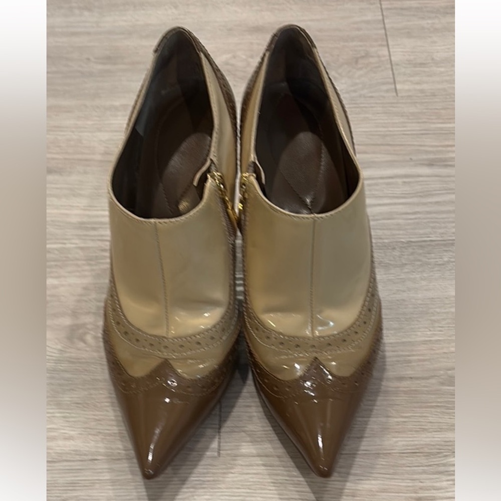 Guess Two-Tone Cream and Brown Heeled Boots size 8